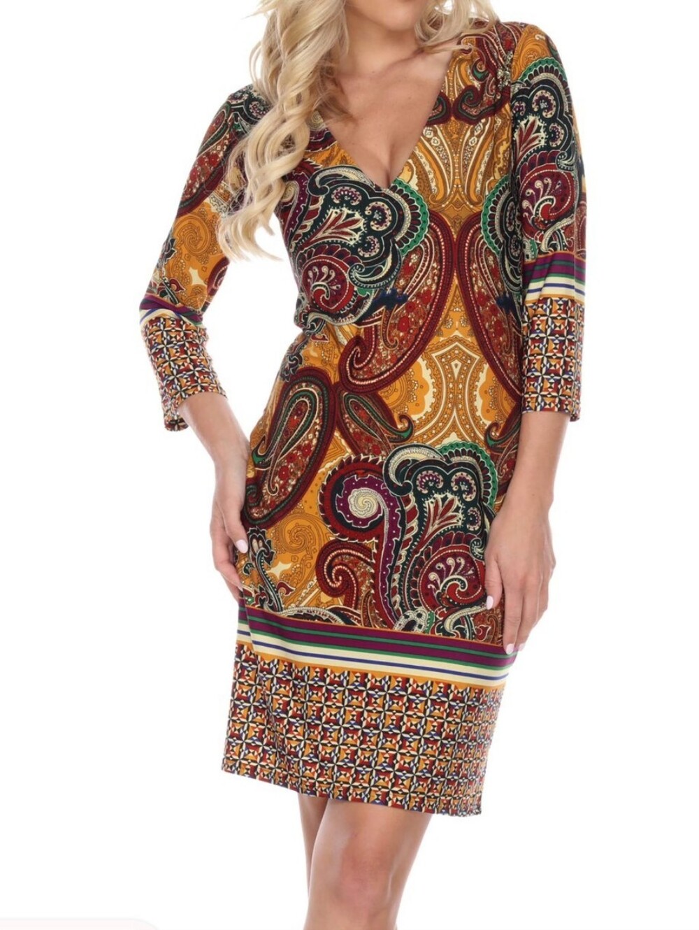 LIKE NEW!! White Mark Paisley Midi Dress. Size L